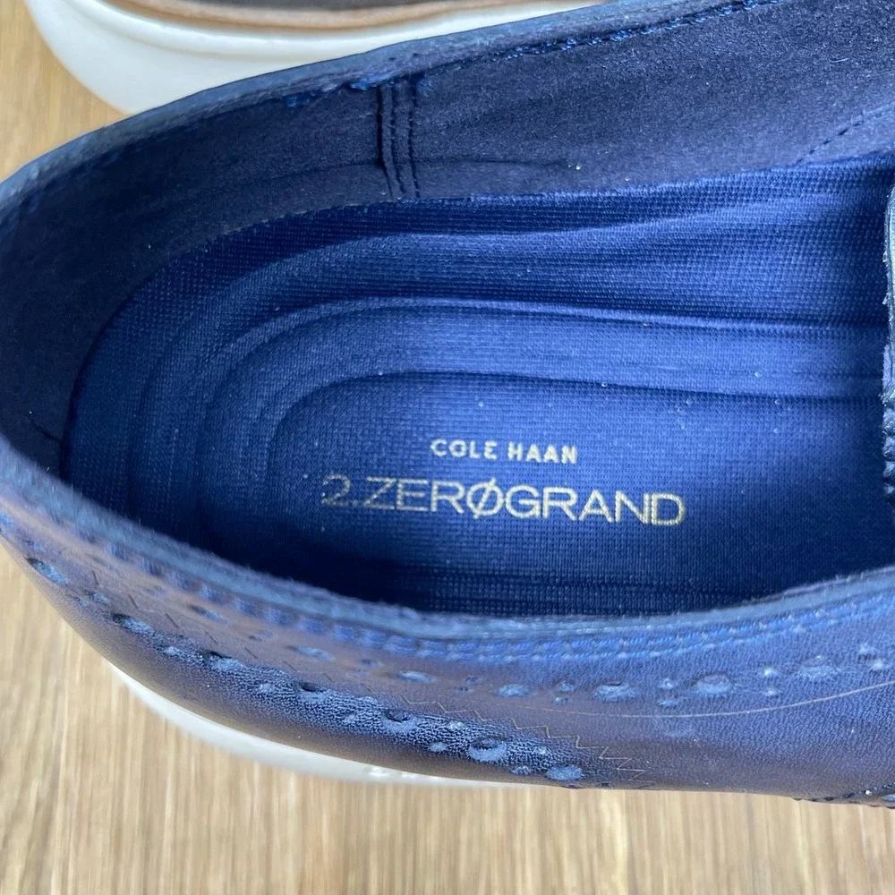 Cole Haan 2.Zerogrand Wingtip Oxford Mens 10.5M Blue Leather Sneaker Shoe Preppy